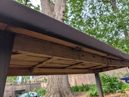 Photo of free Wood table w metal legs (Downtown Oak Park) #2