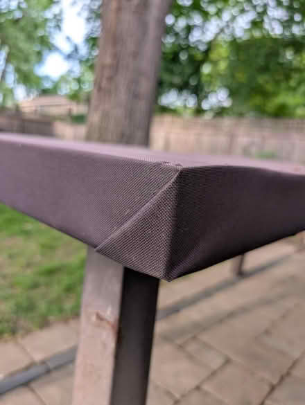 Photo of free Wood table w metal legs (Downtown Oak Park) #4