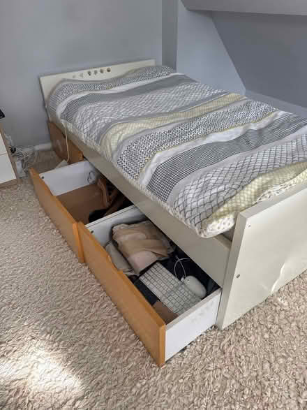 Photo of free Single bed frame. Storage 3 drawers (W13) #3