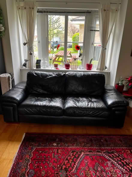 Photo of free Big 3/4 seater sofa, black leather (Greaves LA1) #3