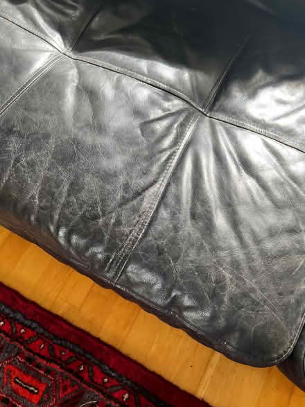 Photo of free Big 3/4 seater sofa, black leather (Greaves LA1) #4