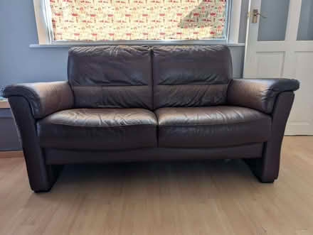 Photo of free Brown leather 2 seater sofa (Sefton L21) #1