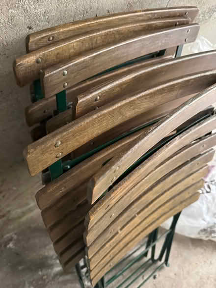 Photo of free 6 wooden & metal garden chairs (Bromley) #4