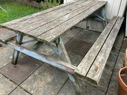 Photo of free Old but sturdy picnic bench (Shrewsbury) #4