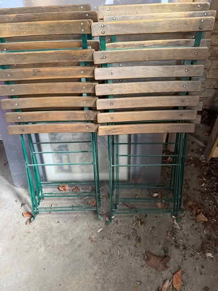 Photo of free 6 wooden & metal garden chairs (Bromley) #1