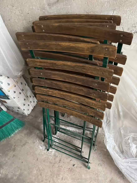 Photo of free 6 wooden & metal garden chairs (Bromley) #2