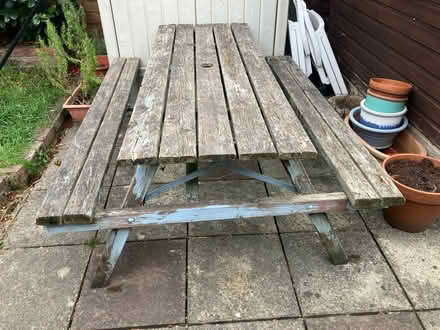 Photo of free Old but sturdy picnic bench (Shrewsbury) #1