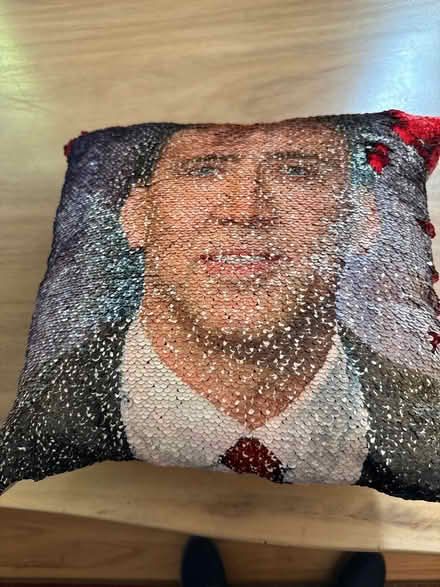 Photo of free Nick Cage sequined pillow (Winchester on Arlington line) #1