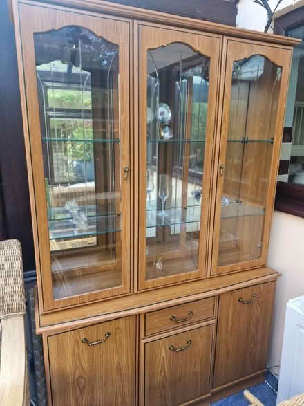 Photo of free Wooden and Glass Display Unit (Whitehill, GU35 9HA) #1