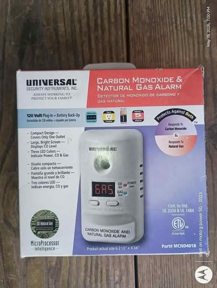 Photo of free Plug in Carbon monoxide detector (73 Main Blvd, Ewing Twp.) #1