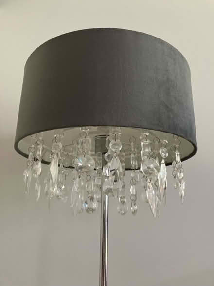 Photo of free Floor lamp with grey velvet shade (Hitchin SG4 7SN) #2