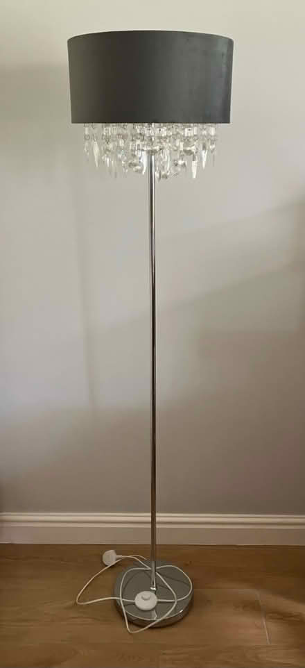 Photo of free Floor lamp with grey velvet shade (Hitchin SG4 7SN) #1