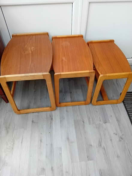 Photo of free Nest of 3 wooden tables (Blandford DT11) #1