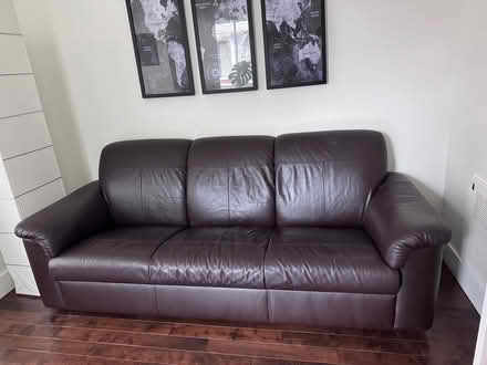 Photo of free Brown Leather Sofa (Capitol Hill) #1