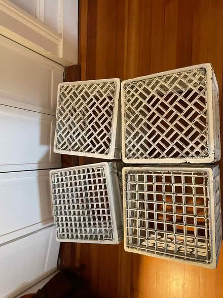 Photo of free 4 white painted milk crates (Brookline) #2
