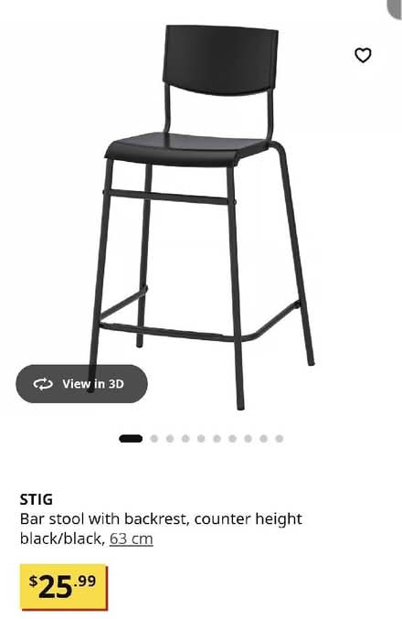 Photo of free Bar stool with backrest, counter height black/black, 63 cm (Lakenham NR1) #2