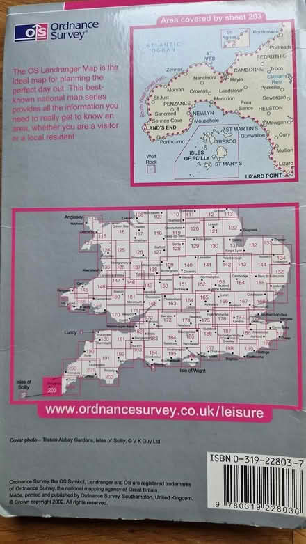 Photo of free OS map of Lands End & Scilly isles (Stotfold SG5) #1