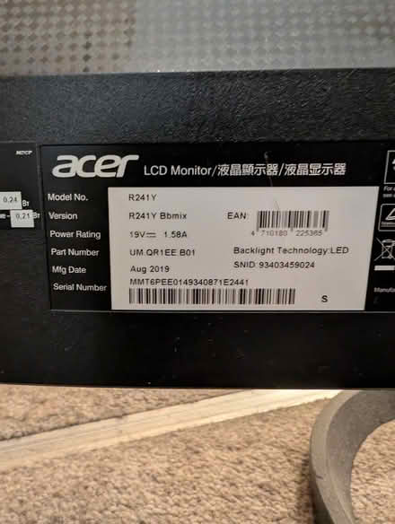 Photo of free Acer R241Y monitor (Lee Green, SE13) #3