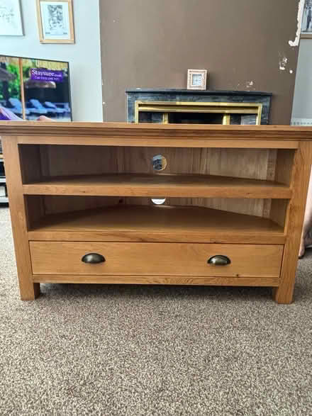 Photo of free Solid oak corner tv unit (Runcorn) #1