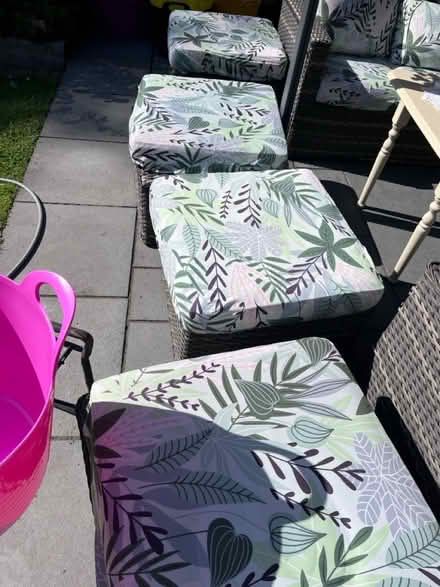 Photo of free 4 garden stools with 2 glass tops (Ash vale) #1