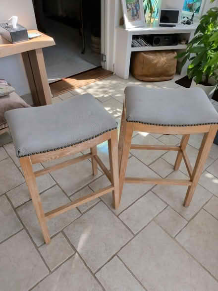 Photo of free 2 wooden + fabric bar stools (Bear Flat BA2) #1