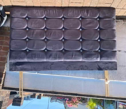 Photo of free King sized grey velvet head board (Bewdley DY12) #1