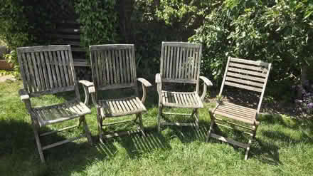 Photo of free 4 folding wooden garden chairs (Bournemouth BH9) #1