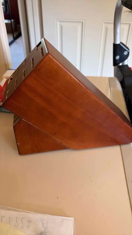 Photo of free Cherry wood knife block (Cupertino by De Anza College) #1