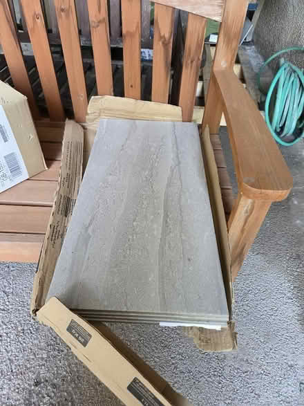 Photo of free 17 grey mottled ceramic floor tiles 2ft x 1ft (Ellel LA2) #1