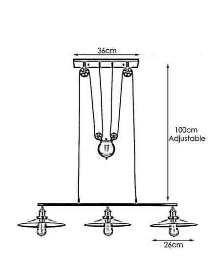 Photo of free Metal Pully 3 Light Ceiling Pendant Light Fitting (Hesketh Bank PR4) #3