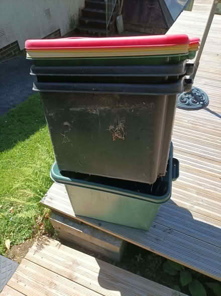 Photo of free 4 council recycling boxes - three with lids (Brookhouse LA2) #1