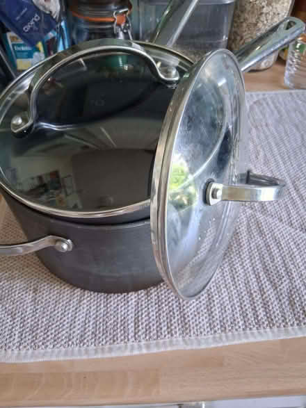 Photo of free 2 non stick Anolon pans with glass lids (Hove Station area BN3) #1