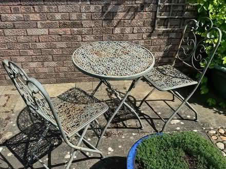 Photo of free Set of metal garden table & two chairs (Putnoe MK41) #1