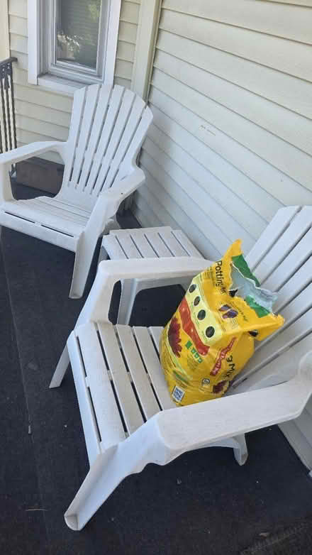 Photo of free Plastic Adirondack Chairs & Table (East Somerville) #1
