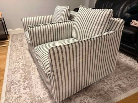 Photo of free Blue striped swivel chairs (pair) (Dunderrow) #1