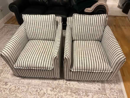 Photo of free Blue striped swivel chairs (pair) (Dunderrow) #2