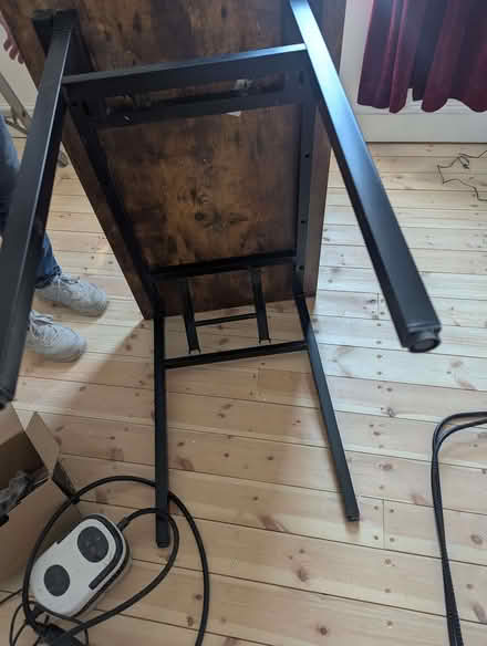 Photo of free Foldaway table / desk Black metal and dark wood (Grantham NG31) #2