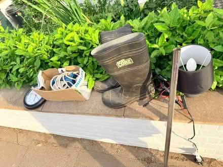 Photo of free Click, lamp, iron, size 9 boots (Southfields SW18) #1