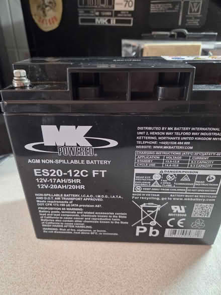 Photo of free MK es20-12c ft Agm battery (Worcester WR2) #3