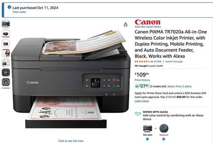 Photo of free Canon PIXMA TR7020a printer (Los Altos) #1