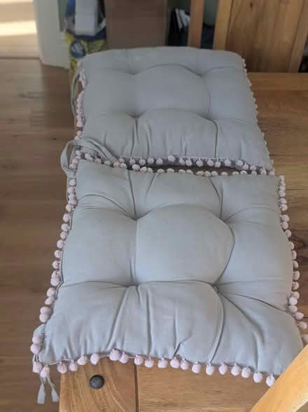 Photo of free Two chair cushions, light grey (M32 stretford) #1