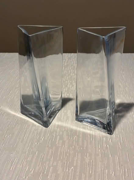 Photo of free Two glass triangular vases (Somerset, NJ, off DeMott Lane) #1