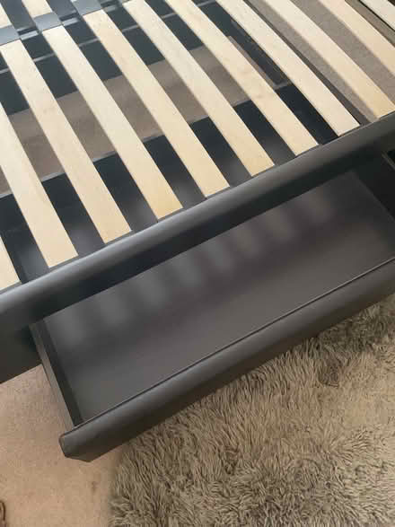 Photo of free Kingsize dark brown faux leather bed frame with 2 x drawers (Little Kingshill HP16) #2