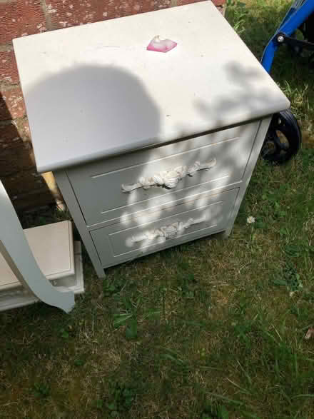 Photo of free White Dressing Table with Mirror & Bedside Cabinet. (St James, South Elmham IP19) #1