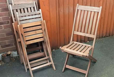 Photo of free 5 hardwood garden chairs (Kidderminster DY11) #1