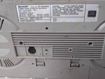 Photo of free Sharp GF-4500 radio cassette (Chelmsford CM1) #3