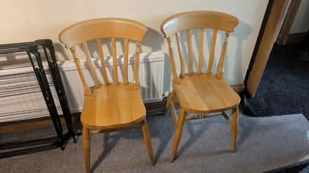 Photo of free Two wooden dining chairs (Lea Bridge Road E10) #1
