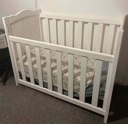 Photo of free Baby’s cot white wooden + mattress (Napsbury AL1) #1
