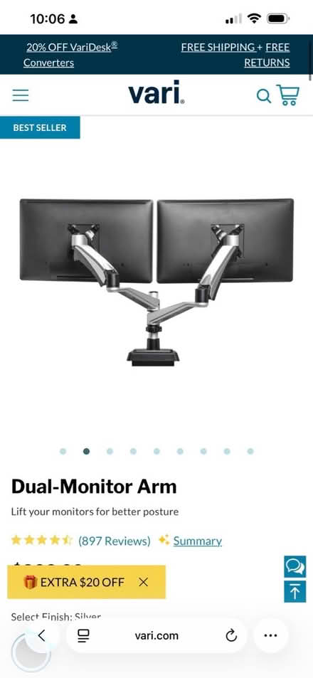 Photo of free Double monitor arm (Valley Trails, Pleasanton) #3