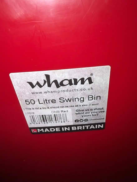 Photo of free Red bin and square washing up bowl (Dyson perrins -WR14) #2